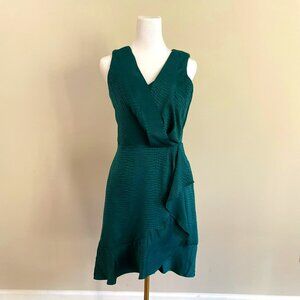 NWT NINE WEST Emerald Lined Wrap Mini Dress Satin Finish Abstract Cheetah Print